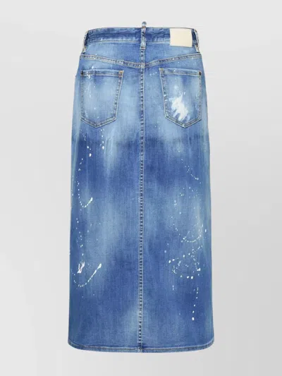 Dsquared2 Cotton Blend Skirt With Patch Pockets In Blue