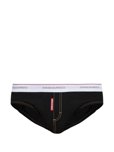 Dsquared2 Cotton Briefs With Logo In Black