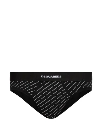 Dsquared2 Cotton Briefs With Monogram In Black