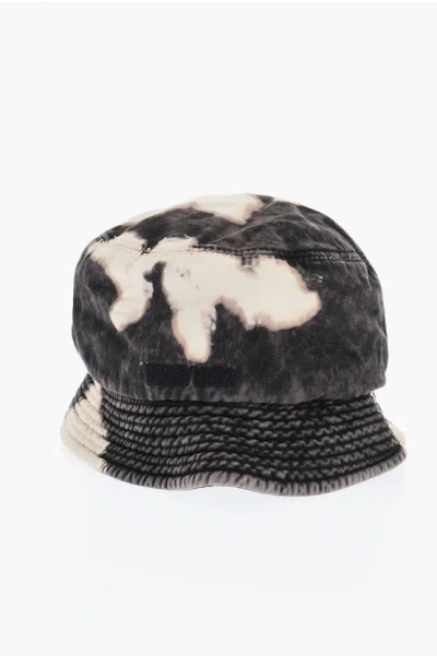 Dsquared2 Cotton Bucket Hat With Acid Wash Effect In Black