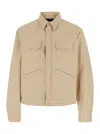 Dsquared2 Beige Jacket With Classic Collar And Front Patch Pockets In Cotton Man In Neutral