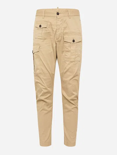 Dsquared2 Sexy Stretch Cotton Cargo Pants In Beige