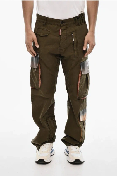 Dsquared2 Cotton Cargo Pants With Coated Cotton Pockets