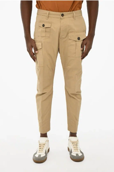 Dsquared2 Cotton Cargo Pants With Contrasting Buttons Grösse 50 In Neutral