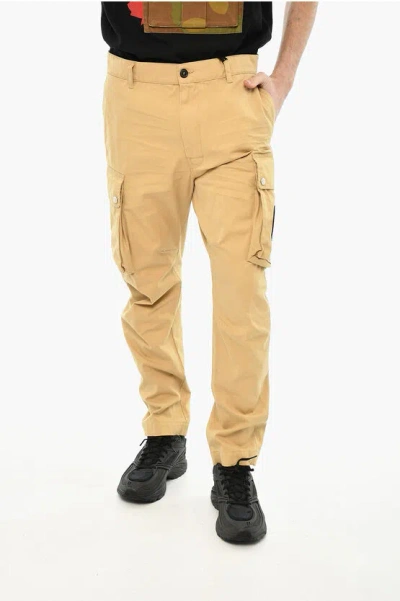 Dsquared2 Cotton Cargo Sexy Pants With Logoed Buttons In Brown