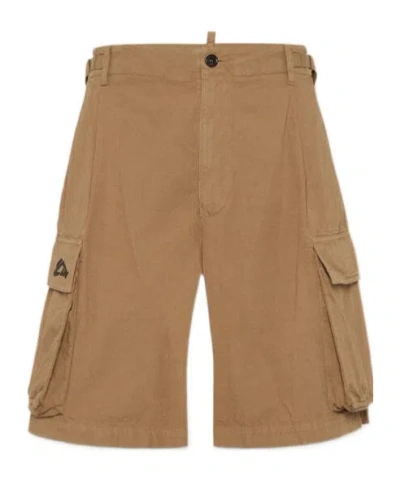 Dsquared2 Cotton Cargo Shorts In Brown