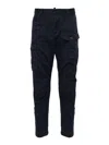 Dsquared2 Cargo Cotton Blend Trousers With Dart Detailing In Azul