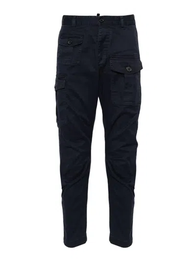 Dsquared2 Cotton Cargo Trousers In Blue