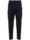 Dsquared2 Cargo Cotton Blend Trousers With Dart Detailing In Blue