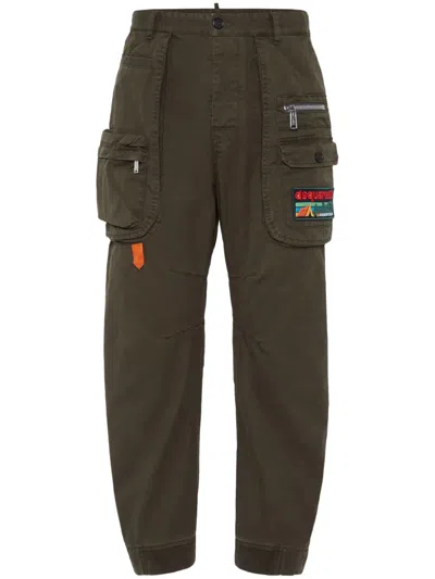 Dsquared2 Cotton Cargo Trousers In Green