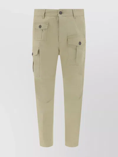 Dsquared2 Cotton Cargo Trousers Multiple Pockets In Neutral