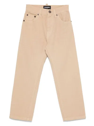 Dsquared2 Kids' Cotton Chinos In Brown
