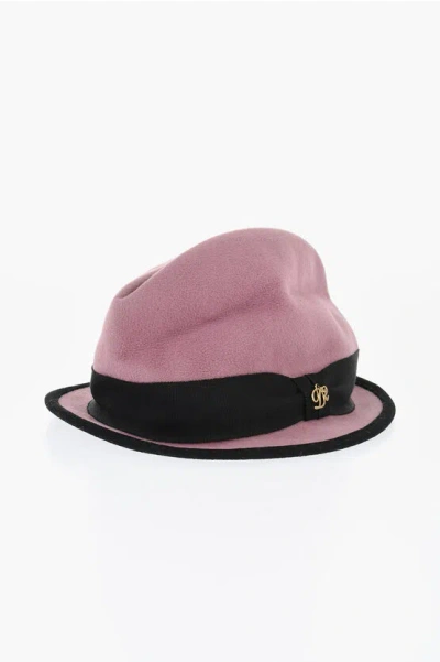 Dsquared2 Cotton Cloche Hat With Contrasting Trim In Pink