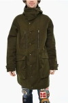 Dsquared2 Cotton Coat With Hidden Closure And Hood Grösse 52 In Green