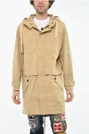 Dsquared2 Cotton Coat With Hidden Closure And Hood Grösse 46 In Brown