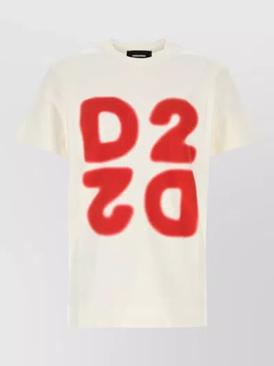 Dsquared2 Cotton Crew Neck Graphic Print T-shirt In White