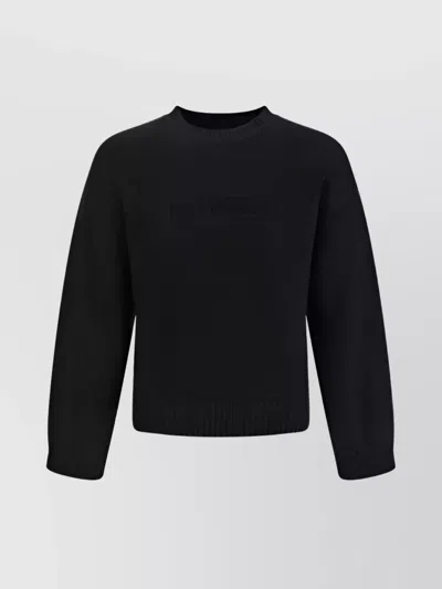 Dsquared2 Virgin Wool Crew Neck Sweater With Flocked Logo In Black