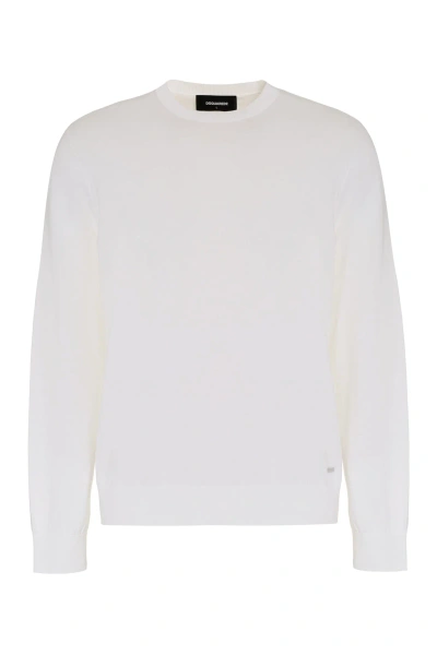 Dsquared2 Cotton Crew-neck Sweater In White
