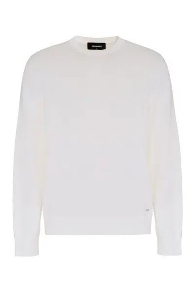 Dsquared2 Cotton Crew-neck Sweater In White