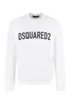 Dsquared2 Ribbed Crew-neck Cotton Sweatshirt With Long Sleeves In White