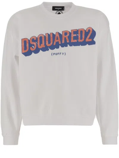 DSQUARED2 COTTON CREW NECK SWEATSHIRT WITH BOLD FRONT LOGO
