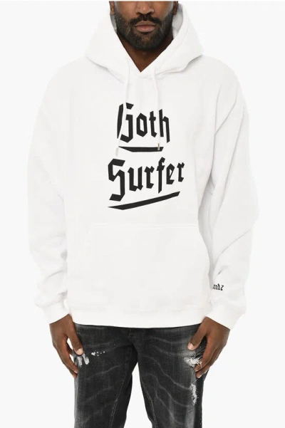 Dsquared2 Cotton Crew-neck Sweatshirt With Contrasting Print In White