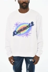 Dsquared2 Cotton Crew-neck Sweatshirt With Frontal Logo In White