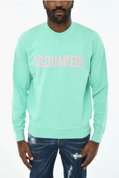 Dsquared2 Cotton Crew-neck Sweatshirt With Logo In Green