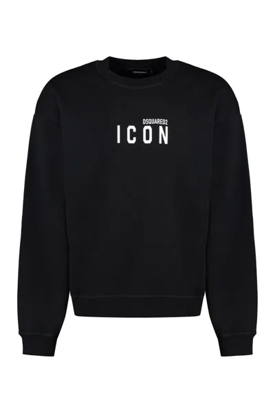 Dsquared2 Cotton Crew-neck Sweatshirt With Logo In Black