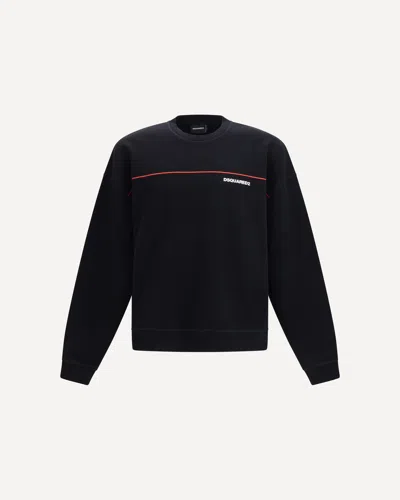 Dsquared2 Cotton Crew Neck Sweatshirt With Logo Print In Black