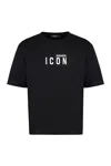 Dsquared2 Loose Fit Black Jersey T-shirt With Contrasting Logo In Black