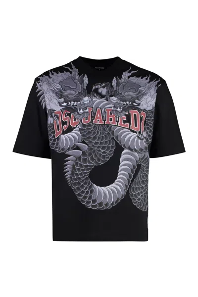 Dsquared2 Cotton Crew-neck T-shirt In Animal Print
