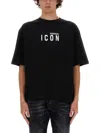 Dsquared2 Loose Fit Black Jersey T-shirt With Contrasting Logo In Black