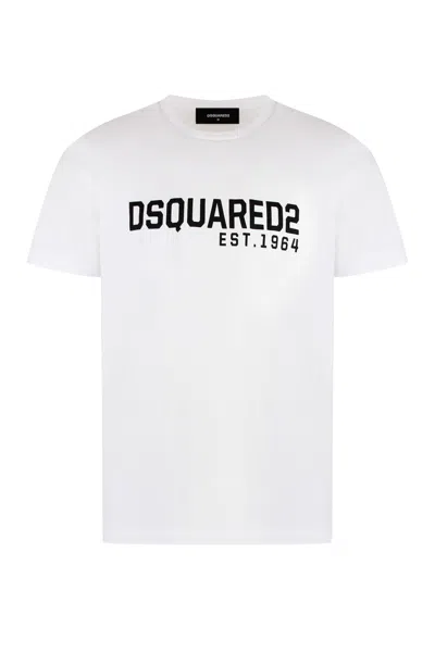Dsquared2 White Crewneck T-shirt With Logo Lettering On The Front