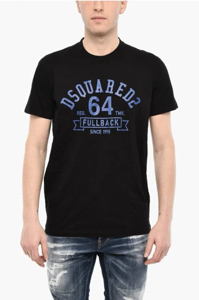 Dsquared2 Cotton Crew-neck T-shirt With Contrasting Print In Black