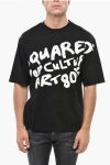 Dsquared2 Cotton Crew-neck T-shirt With Contrasting Print In Black