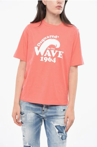 DSQUARED2 COTTON CREW-NECK T-SHIRT WITH CONTRASTING PRINT