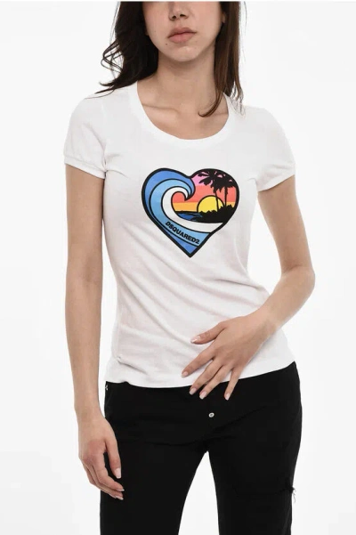 Dsquared2 Cotton Crew-neck T-shirt With Frontal Print