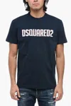 Dsquared2 Crew Neck Surf Board T-shirt With Embossed Logo In Blue