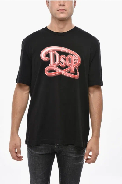 Dsquared2 Cotton Crew-neck T-shirt With Monogram In Black