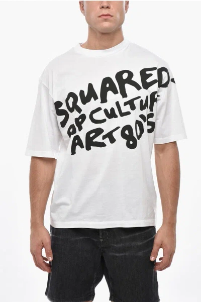 Dsquared2 Cotton Crew-neck T-shirt With Print In White