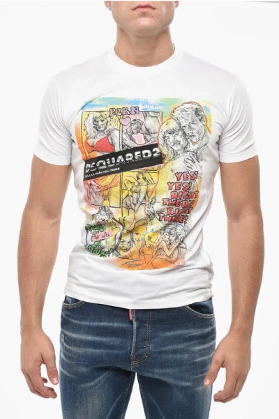 Dsquared2 Cotton Crew-neck T-shirt With Print In White
