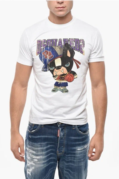 Dsquared2 Cotton Crew-neck T-shirt With Print In White