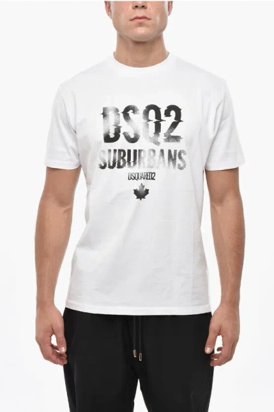 Dsquared2 Cotton Crew-neck T-shirt With Print In White