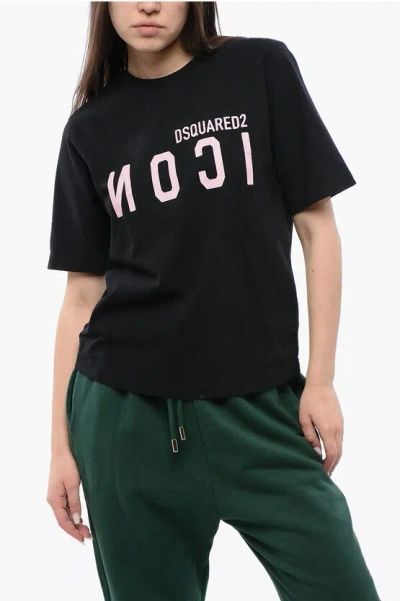 DSQUARED2 COTTON CREW-NECK T-SHIRT WITH PRINT LOGO