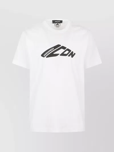 Dsquared2 Cotton Crew Neck T-shirt With Short Sleeves In Regular Fit In White