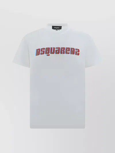 Dsquared2 Cotton Crew Neck T-shirt With Straight Hem In White