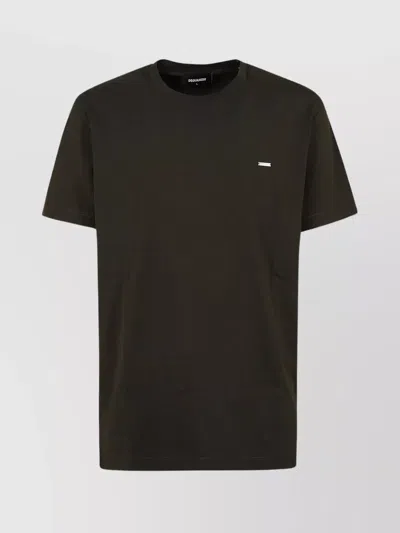 Dsquared2 Cotton Crew-neck T-shirt With Straight Hem In Brown