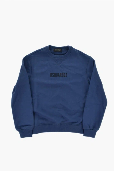 Dsquared2 Cotton Crew-neck Sweatshirt Relax With Contrast Logo In Blue