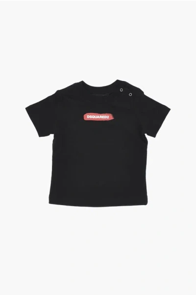 Dsquared2 Cotton Crewneck T-shirt With Print In Black